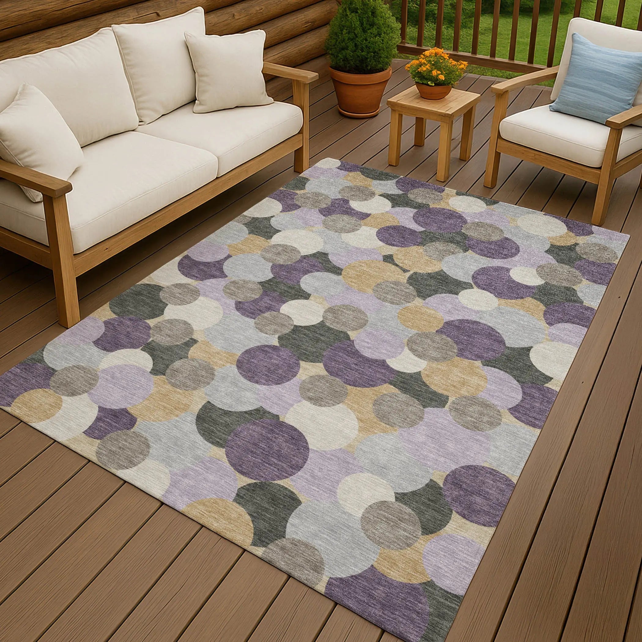 10' X 14' Plum And Lavender Geometric Washable Indoor Outdoor Area Rug Homeroots Outdoor