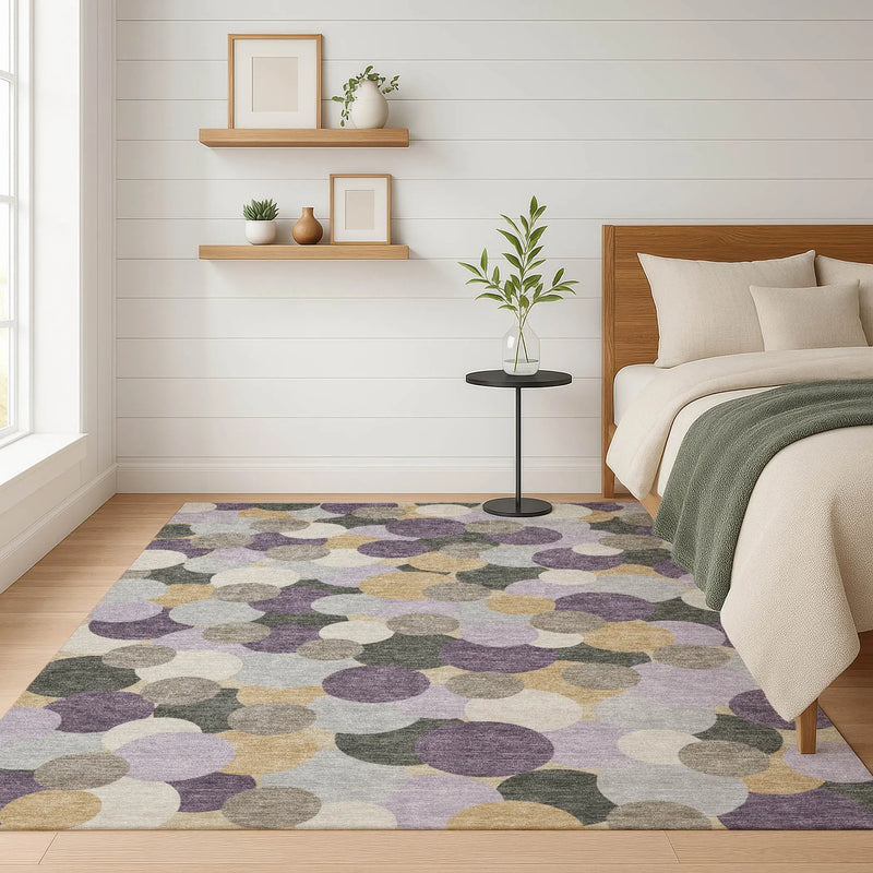 10' X 14' Plum And Lavender Geometric Washable Indoor Outdoor Area Rug Homeroots Outdoor