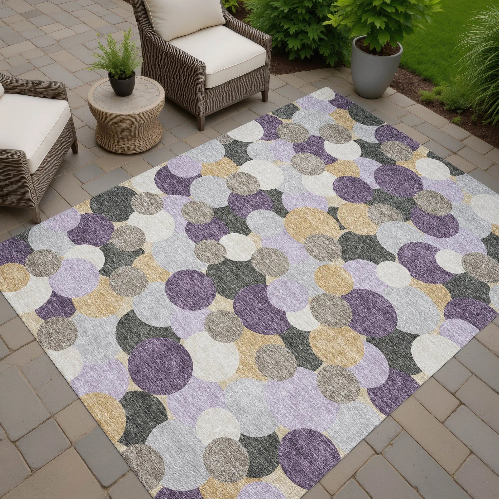 10' X 14' Plum And Lavender Geometric Washable Indoor Outdoor Area Rug Homeroots Outdoor