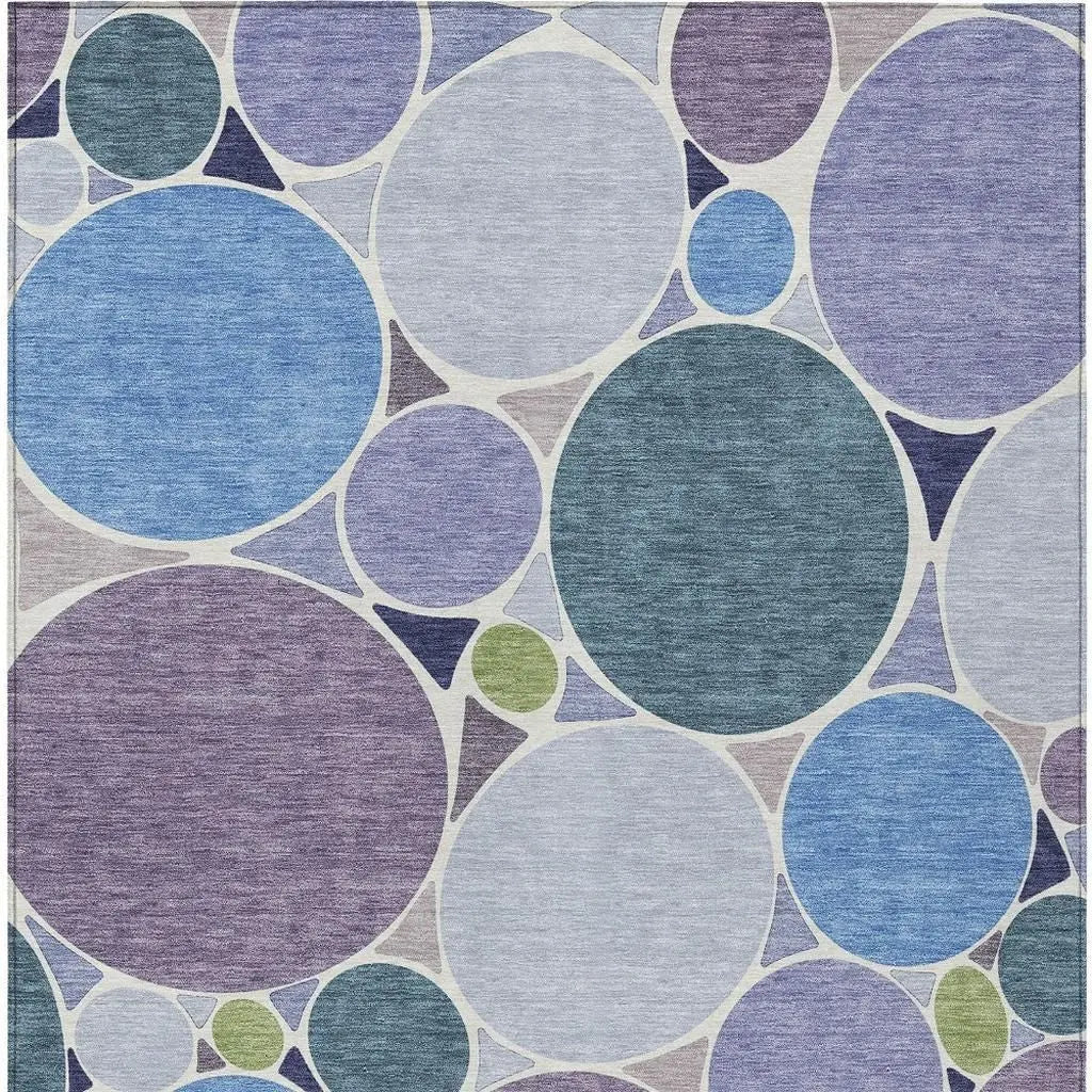 10' X 14' Plum And Lavender Geometric Washable Indoor Outdoor Area Rug Homeroots Outdoor