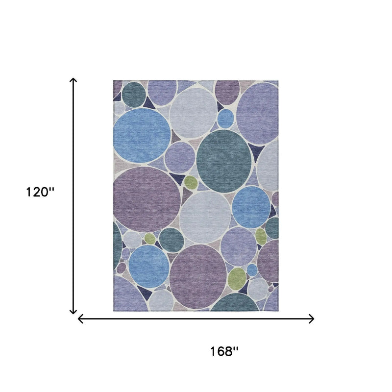 10' X 14' Plum And Lavender Geometric Washable Indoor Outdoor Area Rug Homeroots Outdoor