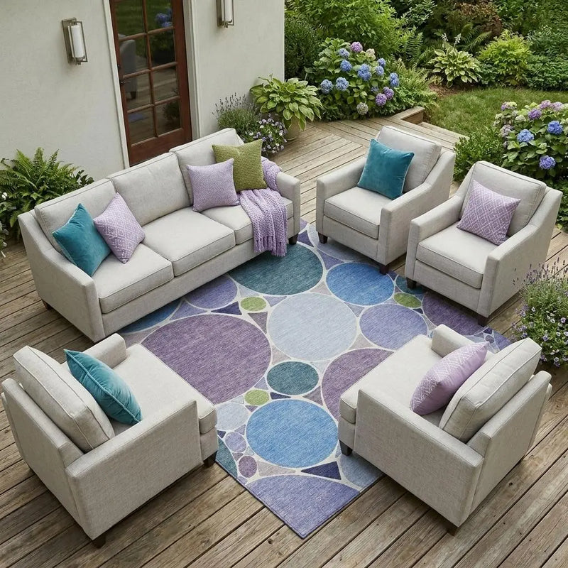 10' X 14' Plum And Lavender Geometric Washable Indoor Outdoor Area Rug Homeroots Outdoor