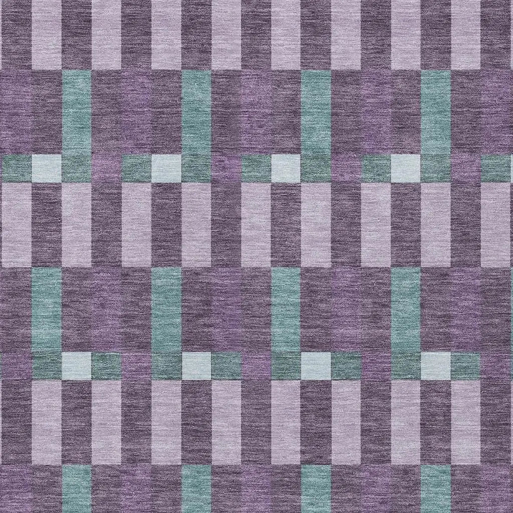 10' X 14' Plum And Lavender Geometric Washable Indoor Outdoor Area Rug Homeroots Outdoor
