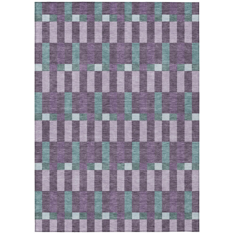 10' X 14' Plum And Lavender Geometric Washable Indoor Outdoor Area Rug Homeroots Outdoor