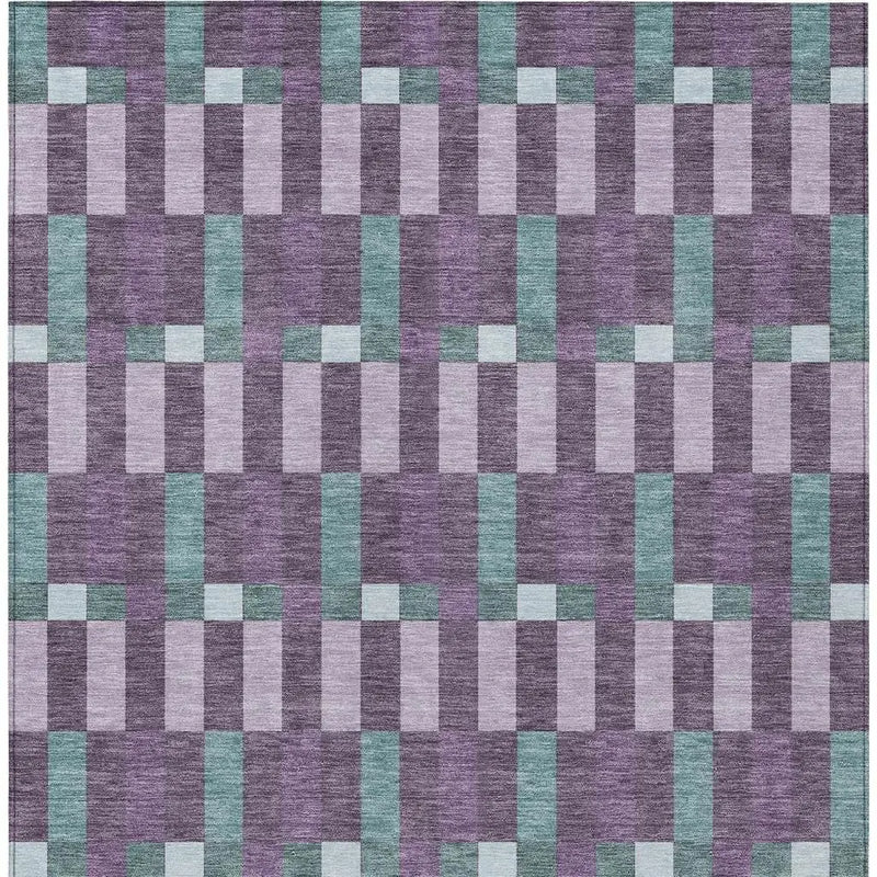 10' X 14' Plum And Lavender Geometric Washable Indoor Outdoor Area Rug Homeroots Outdoor