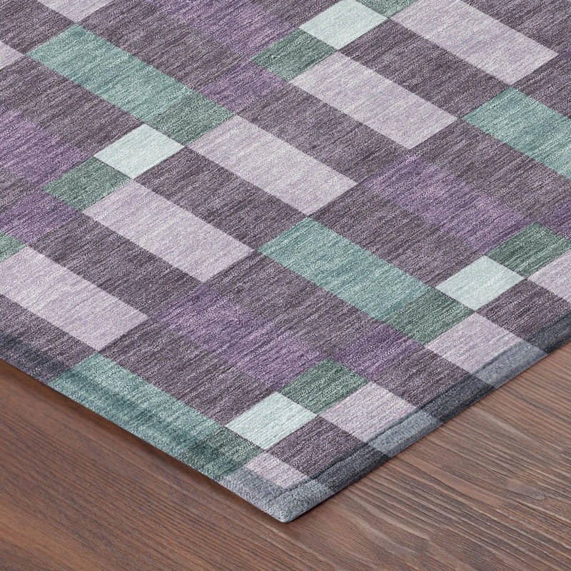 10' X 14' Plum And Lavender Geometric Washable Indoor Outdoor Area Rug Homeroots Outdoor