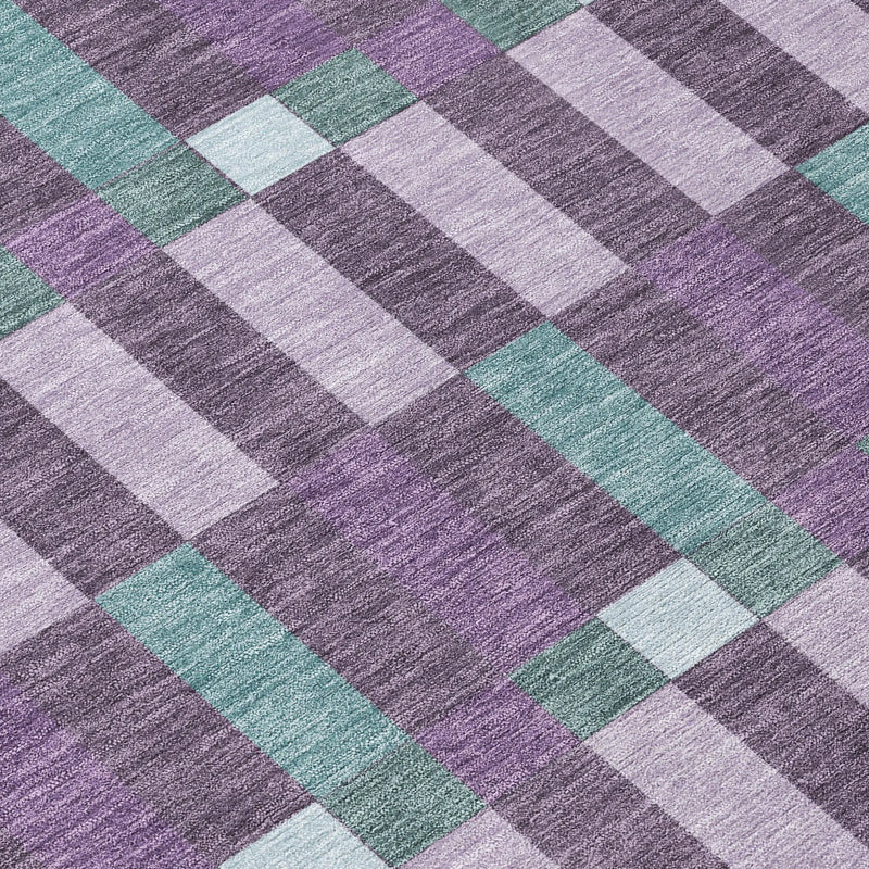 10' X 14' Plum And Lavender Geometric Washable Indoor Outdoor Area Rug Homeroots Outdoor