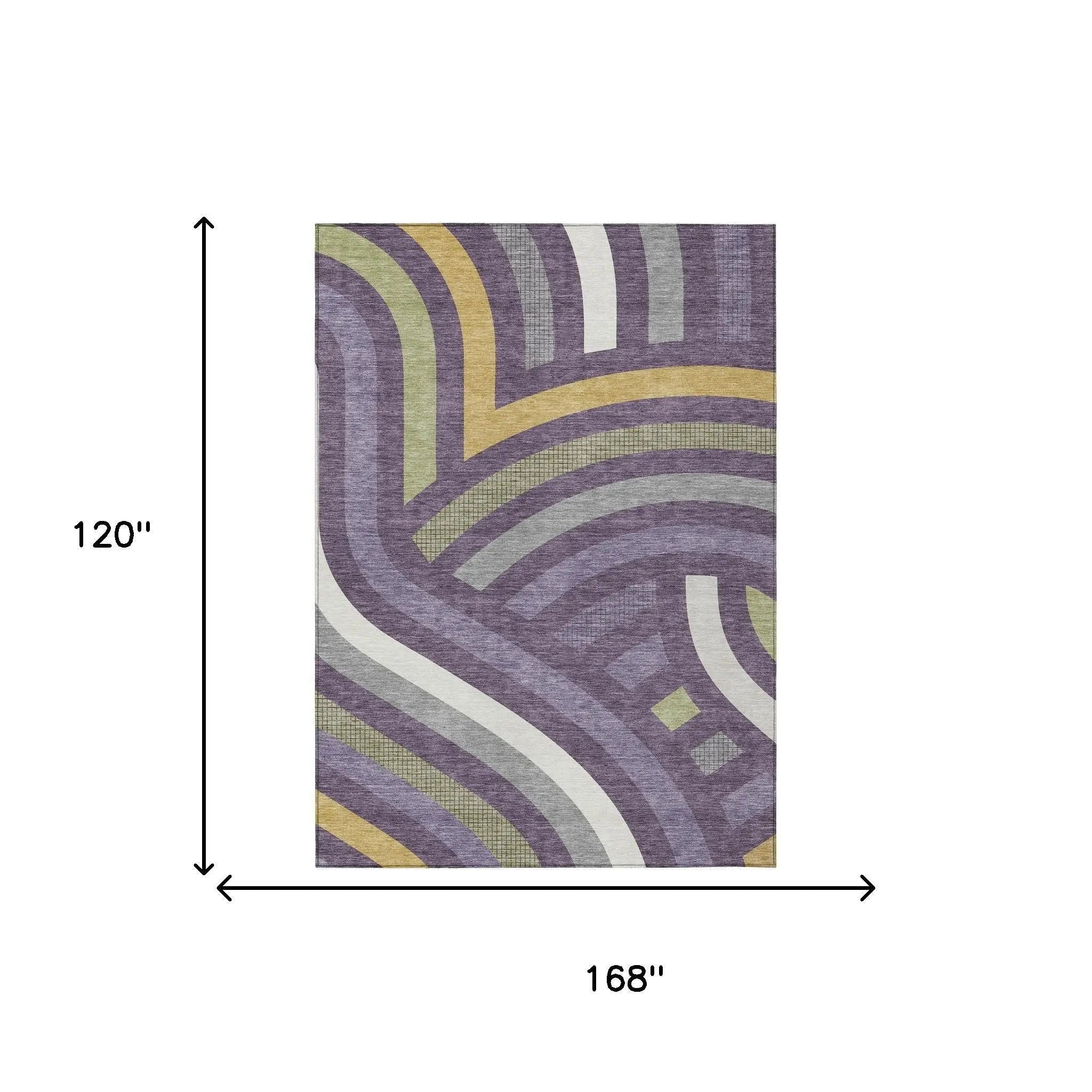 10' X 14' Plum And Purple Abstract Washable Indoor Outdoor Area Rug Homeroots Outdoor
