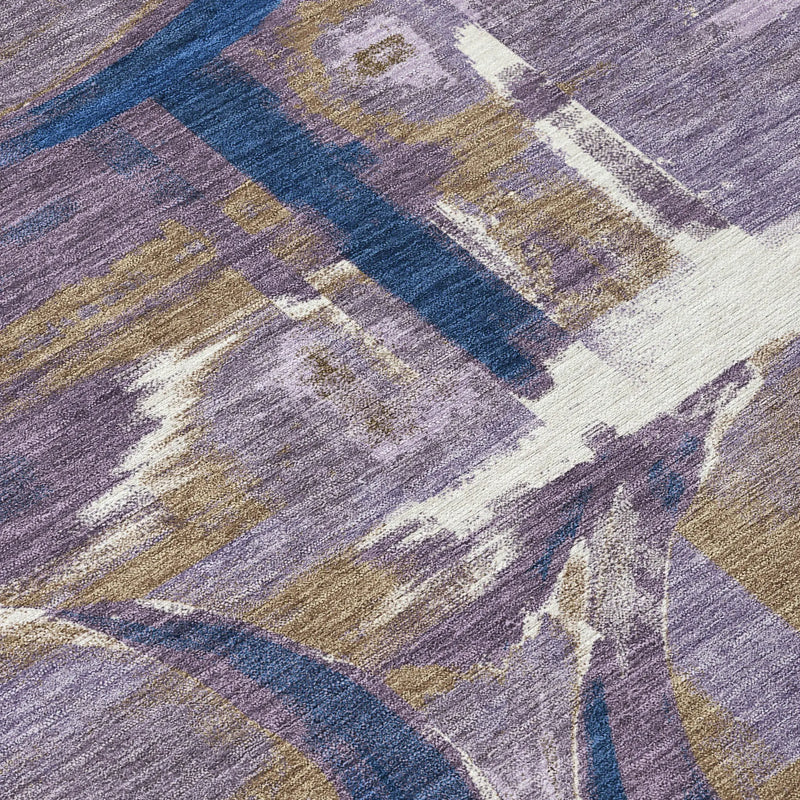 10' X 14' Plum And Purple Abstract Washable Indoor Outdoor Area Rug Homeroots Outdoor