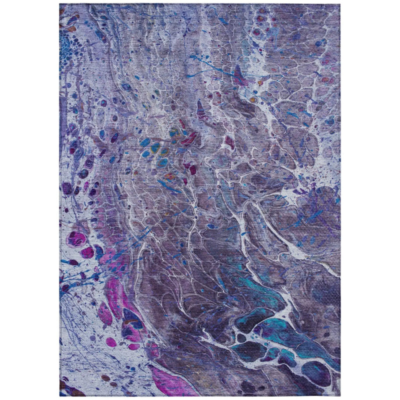 10' X 14' Plum And Purple Abstract Washable Indoor Outdoor Area Rug Homeroots Outdoor