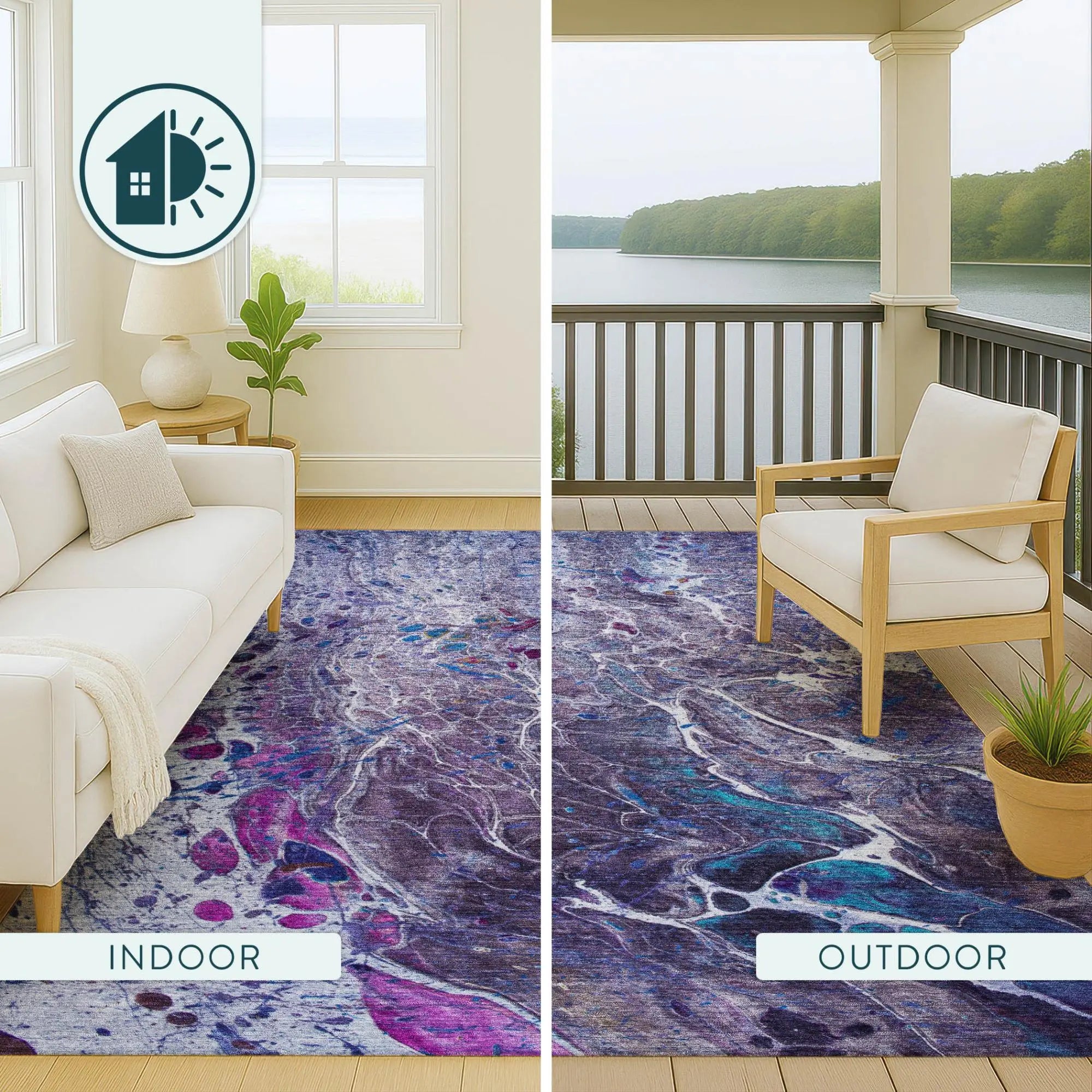 10' X 14' Plum And Purple Abstract Washable Indoor Outdoor Area Rug Homeroots Outdoor