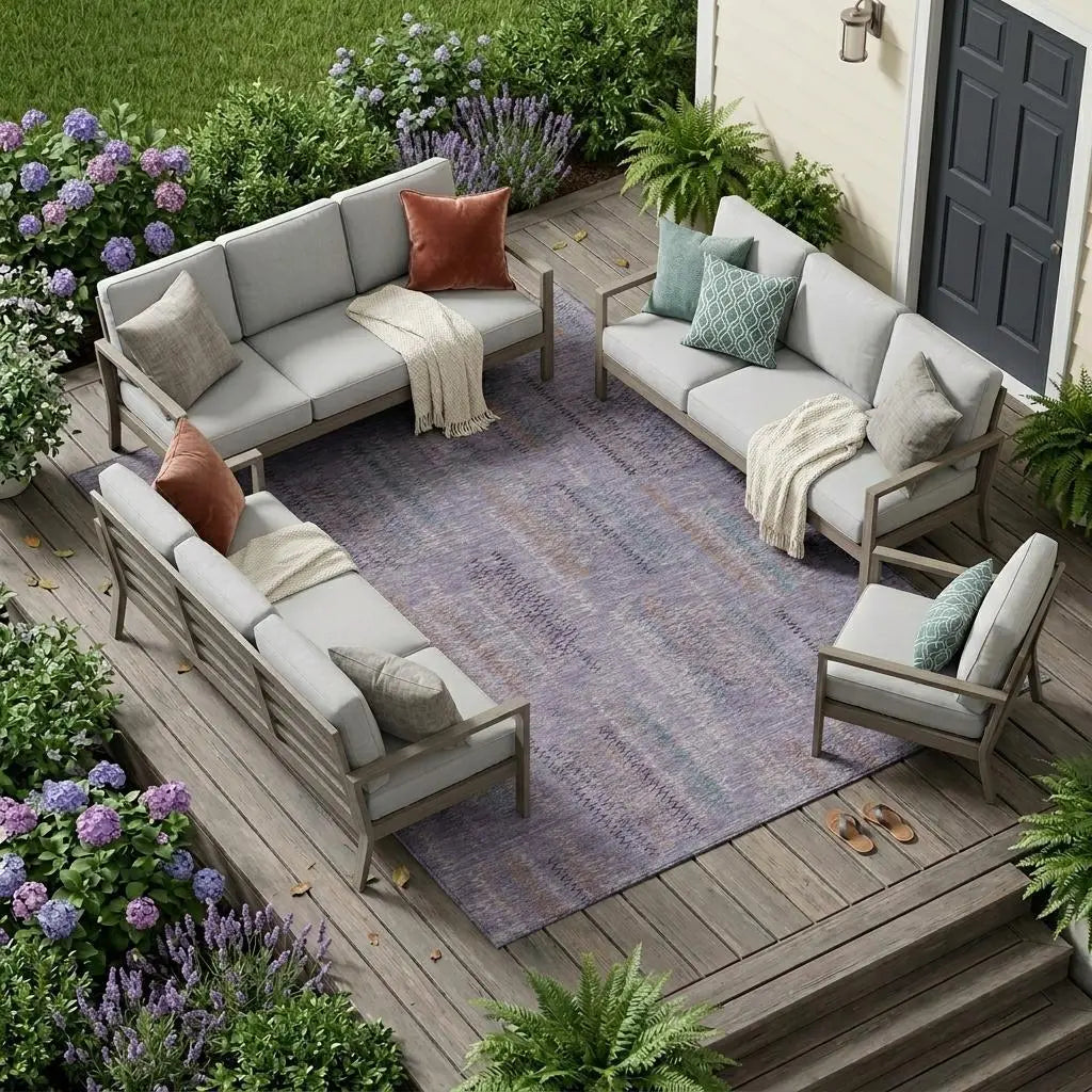 10' X 14' Plum And Purple Abstract Washable Indoor Outdoor Area Rug Homeroots Outdoor