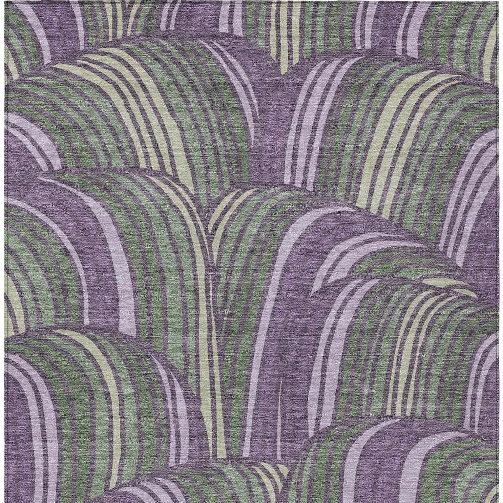 10' X 14' Plum And Purple Abstract Washable Indoor Outdoor Area Rug Homeroots Outdoor