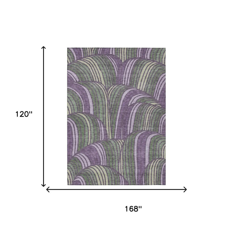 10' X 14' Plum And Purple Abstract Washable Indoor Outdoor Area Rug Homeroots Outdoor