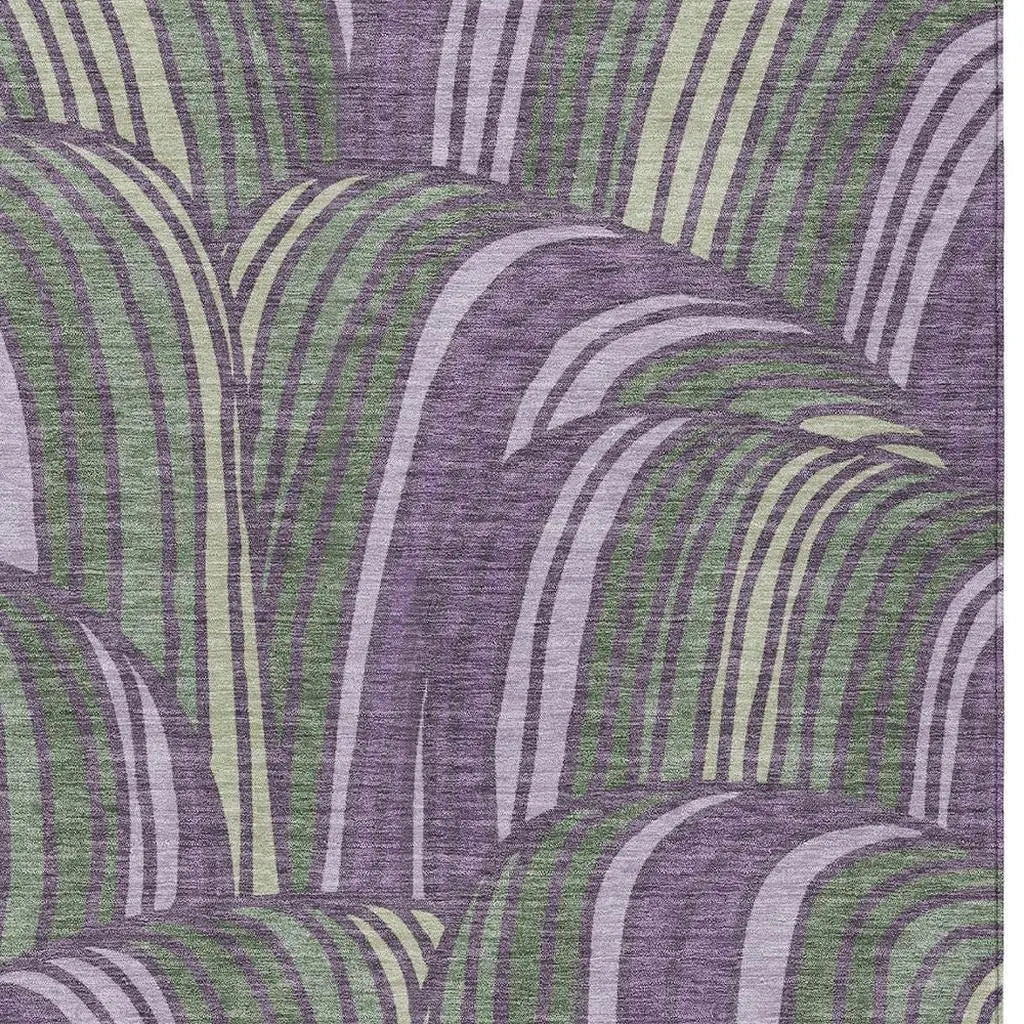 10' X 14' Plum And Purple Abstract Washable Indoor Outdoor Area Rug Homeroots Outdoor