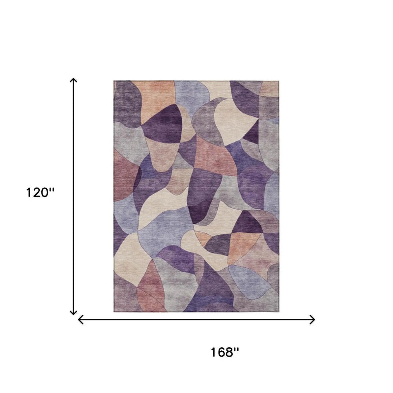 10' X 14' Plum And Purple Abstract Washable Indoor Outdoor Area Rug Homeroots Outdoor
