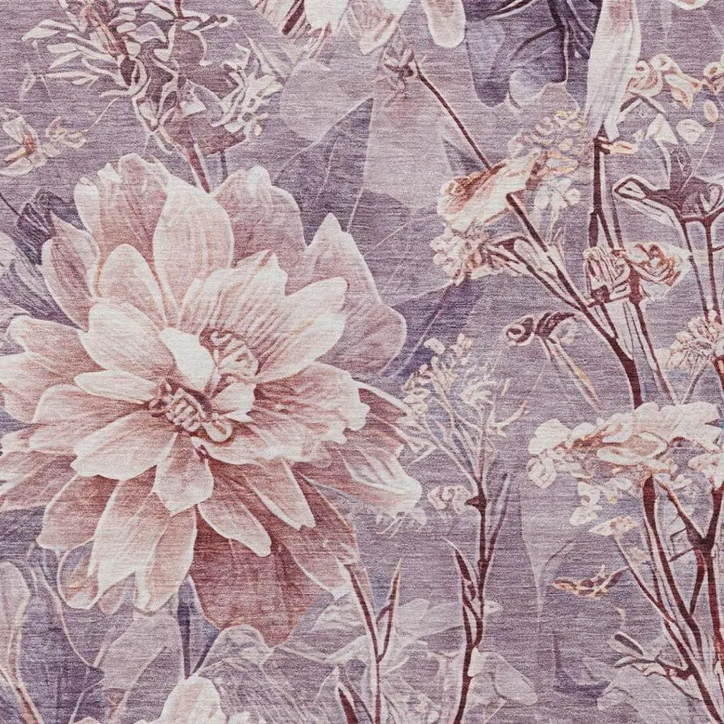10' X 14' Plum And Purple Floral Washable Indoor Outdoor Area Rug Homeroots Outdoor