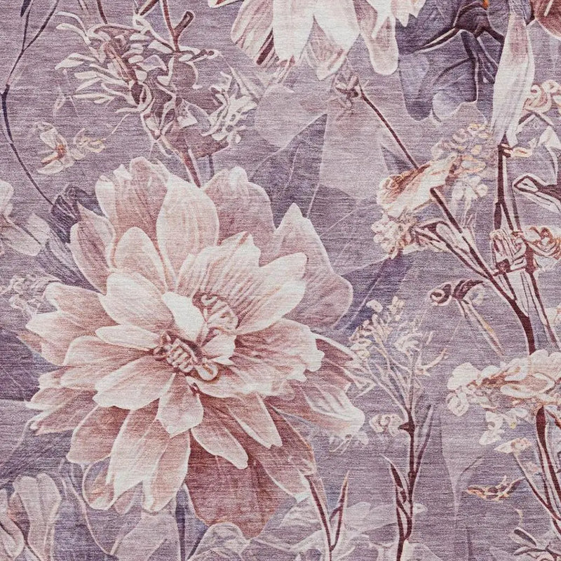 10' X 14' Plum And Purple Floral Washable Indoor Outdoor Area Rug Homeroots Outdoor