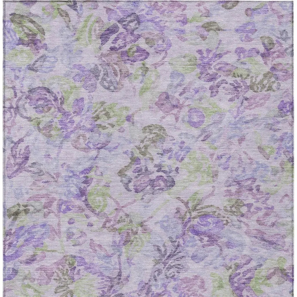 10' X 14' Plum And Purple Floral Washable Indoor Outdoor Area Rug Homeroots Outdoor