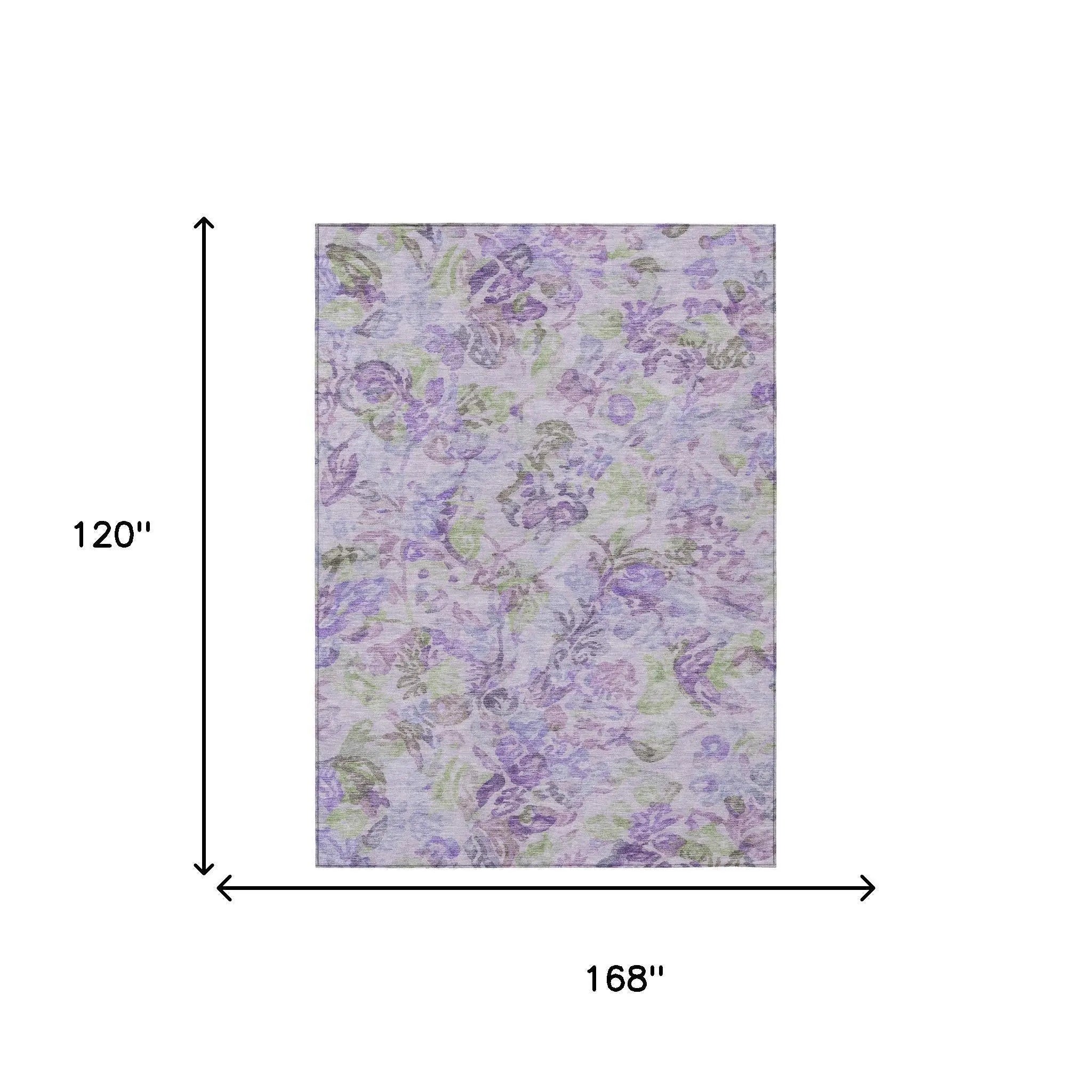 10' X 14' Plum And Purple Floral Washable Indoor Outdoor Area Rug Homeroots Outdoor