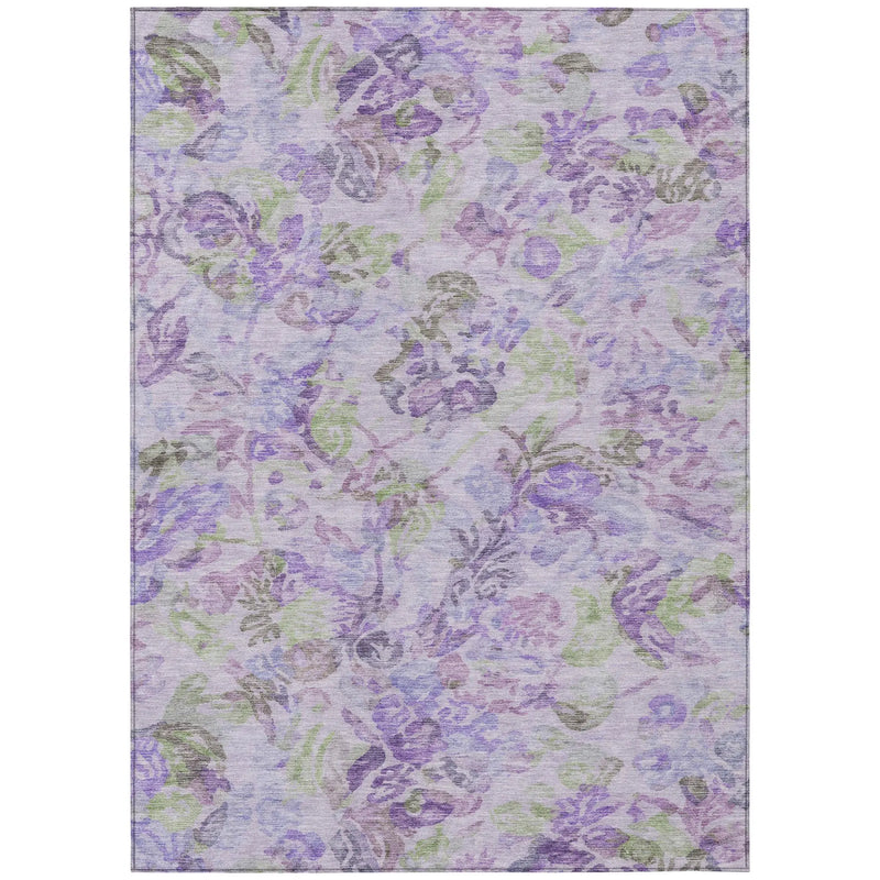 10' X 14' Plum And Purple Floral Washable Indoor Outdoor Area Rug Homeroots Outdoor