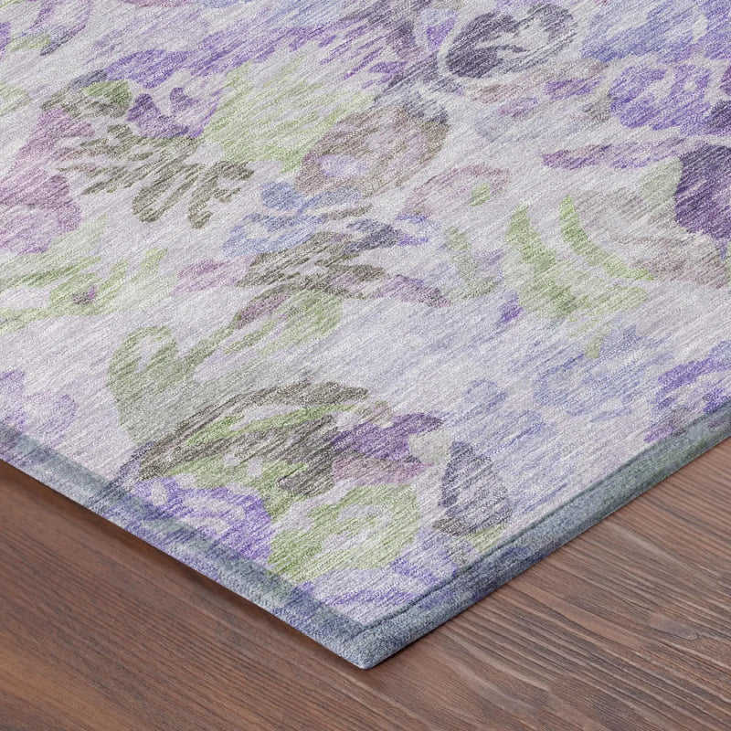 10' X 14' Plum And Purple Floral Washable Indoor Outdoor Area Rug Homeroots Outdoor