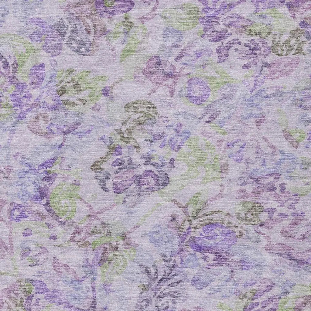 10' X 14' Plum And Purple Floral Washable Indoor Outdoor Area Rug Homeroots Outdoor