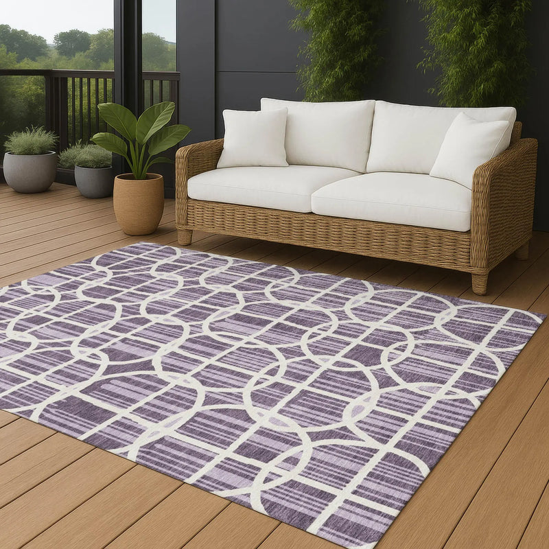 10' X 14' Plum And Purple Geometric Washable Indoor Outdoor Area Rug Homeroots Outdoor