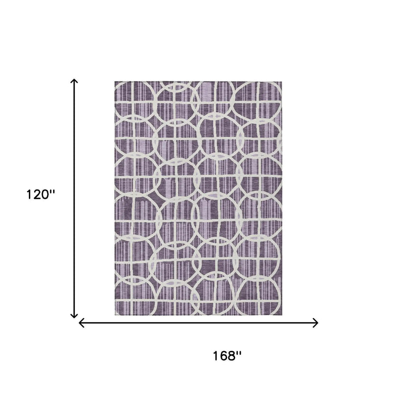 10' X 14' Plum And Purple Geometric Washable Indoor Outdoor Area Rug Homeroots Outdoor