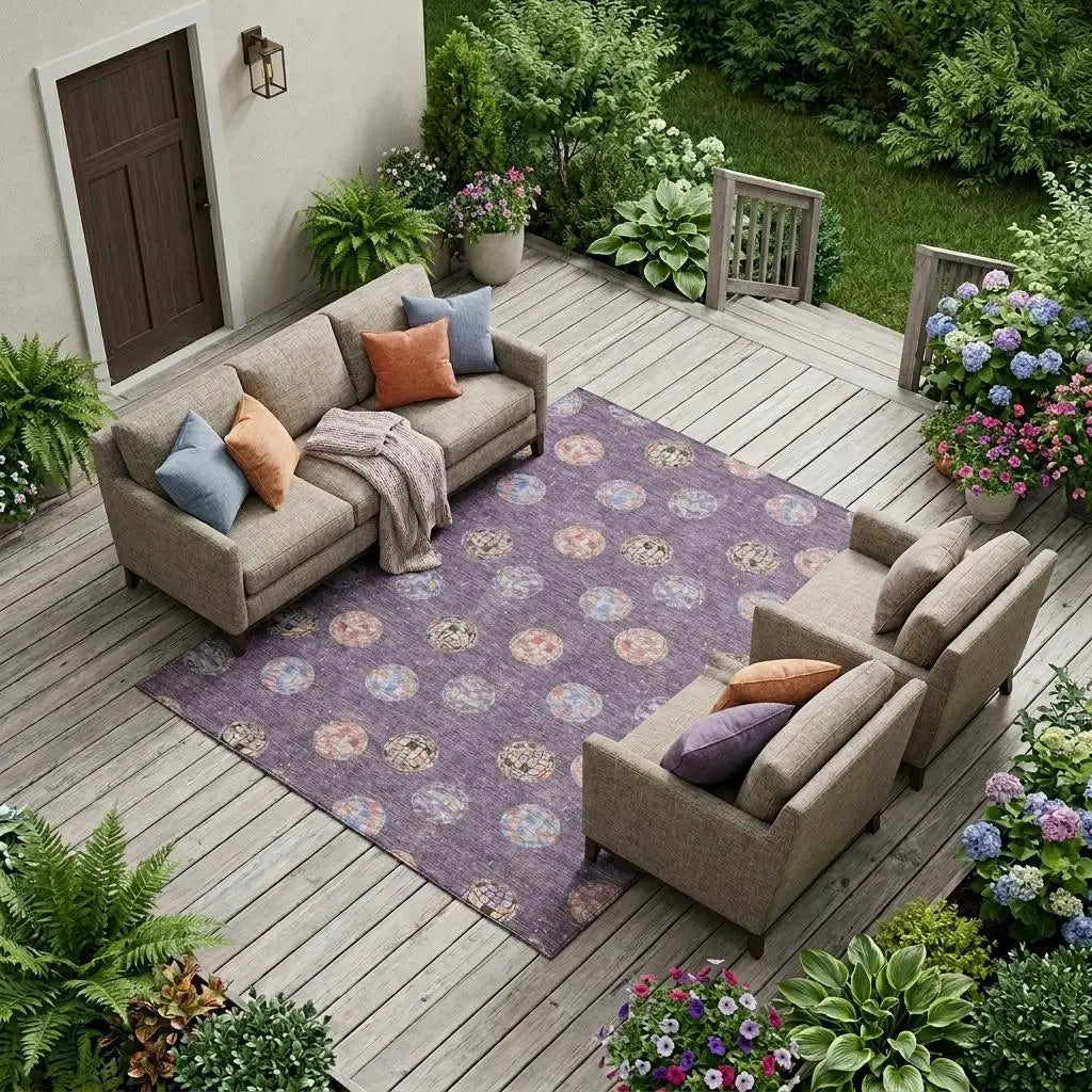 10' X 14' Plum And Purple Geometric Washable Indoor Outdoor Area Rug Homeroots Outdoor