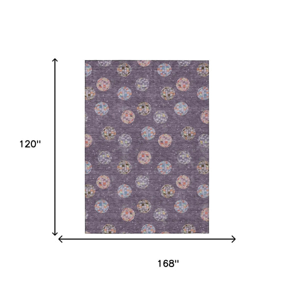 10' X 14' Plum And Purple Geometric Washable Indoor Outdoor Area Rug Homeroots Outdoor
