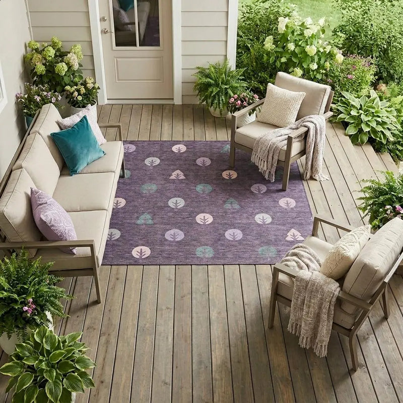 10' X 14' Plum And Purple Geometric Washable Indoor Outdoor Area Rug Homeroots Outdoor