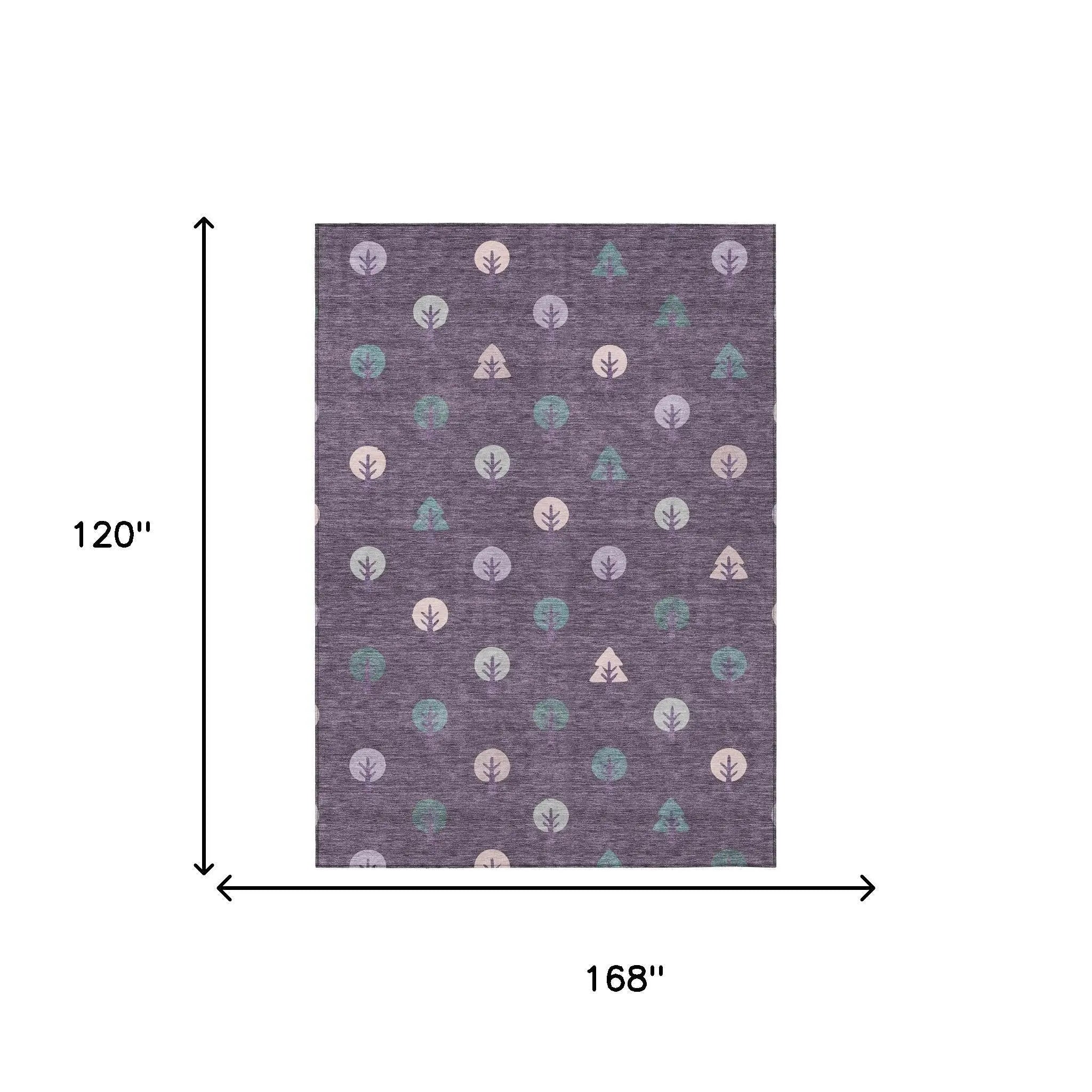 10' X 14' Plum And Purple Geometric Washable Indoor Outdoor Area Rug Homeroots Outdoor