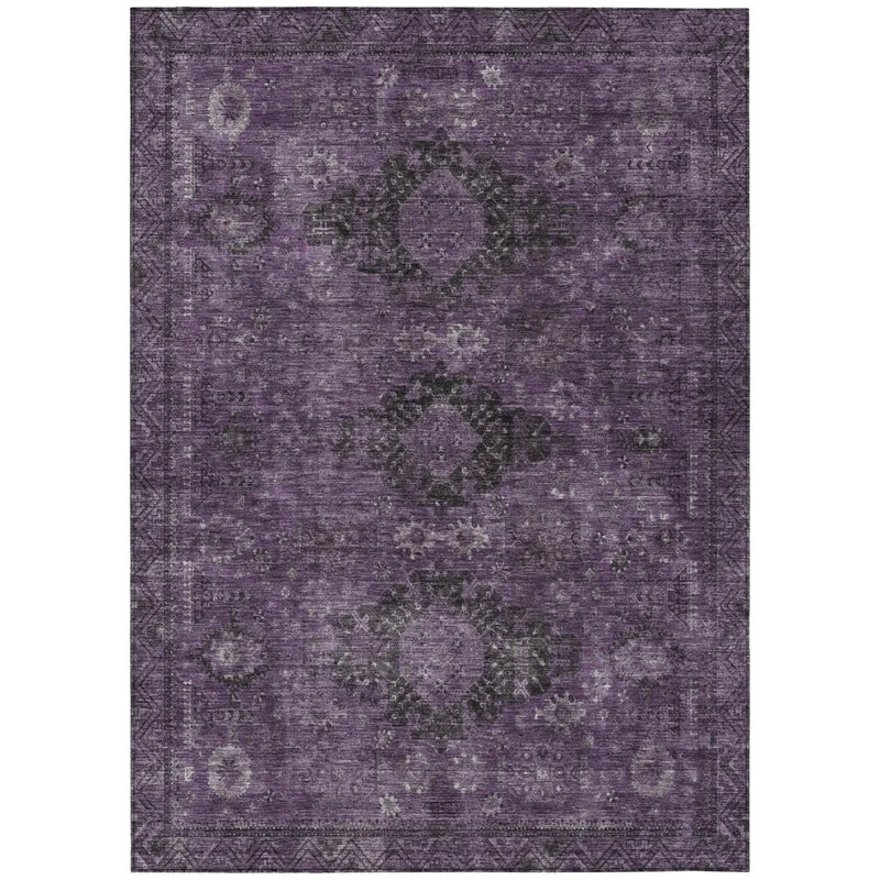 10' X 14' Plum And Purple Oriental Washable Indoor Outdoor Area Rug Homeroots Outdoor