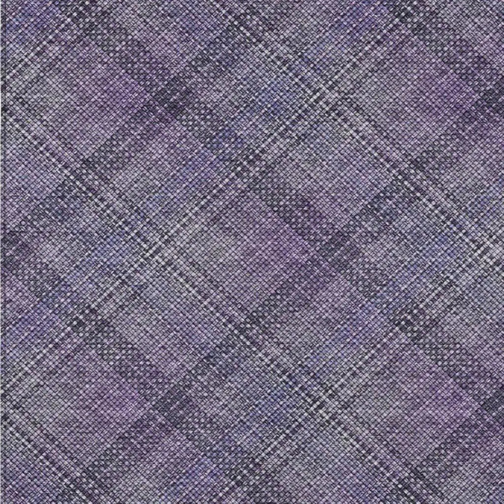 10' X 14' Plum And Purple Plaid Washable Indoor Outdoor Area Rug Homeroots Outdoor