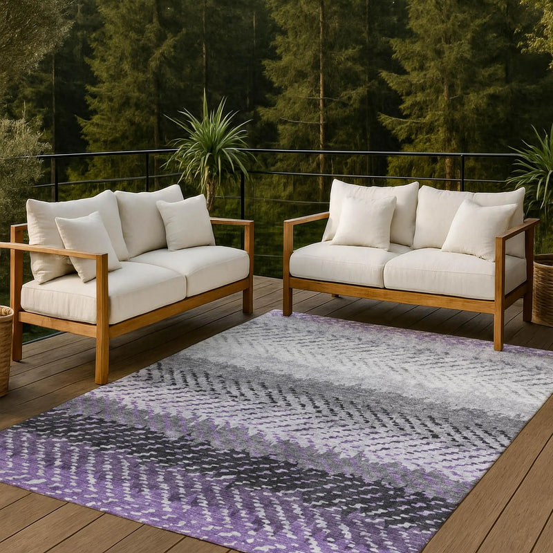 10' X 14' Plum And Purple Striped Washable Indoor Outdoor Area Rug Homeroots Outdoor