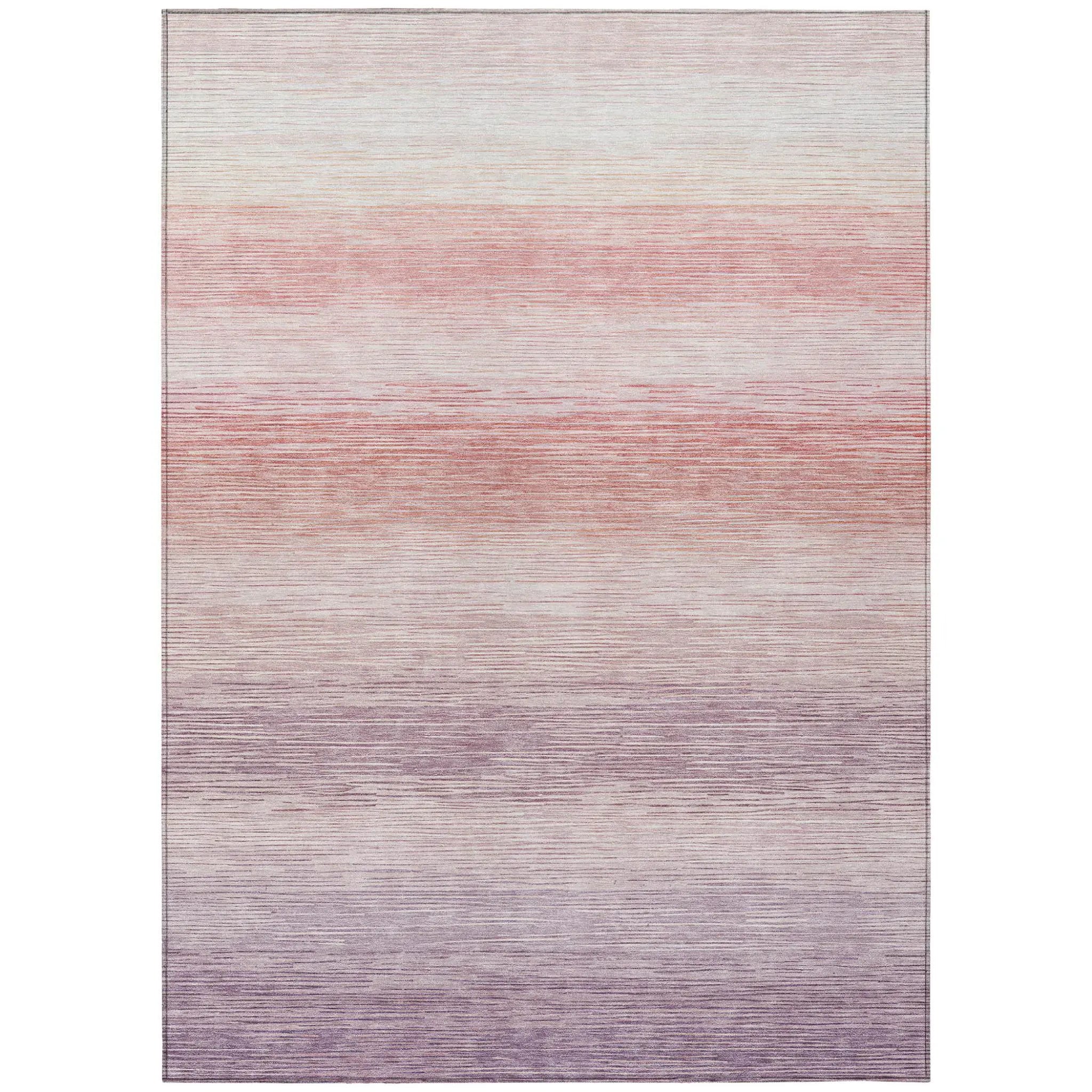 10' X 14' Plum And Purple Striped Washable Indoor Outdoor Area Rug Homeroots Outdoor