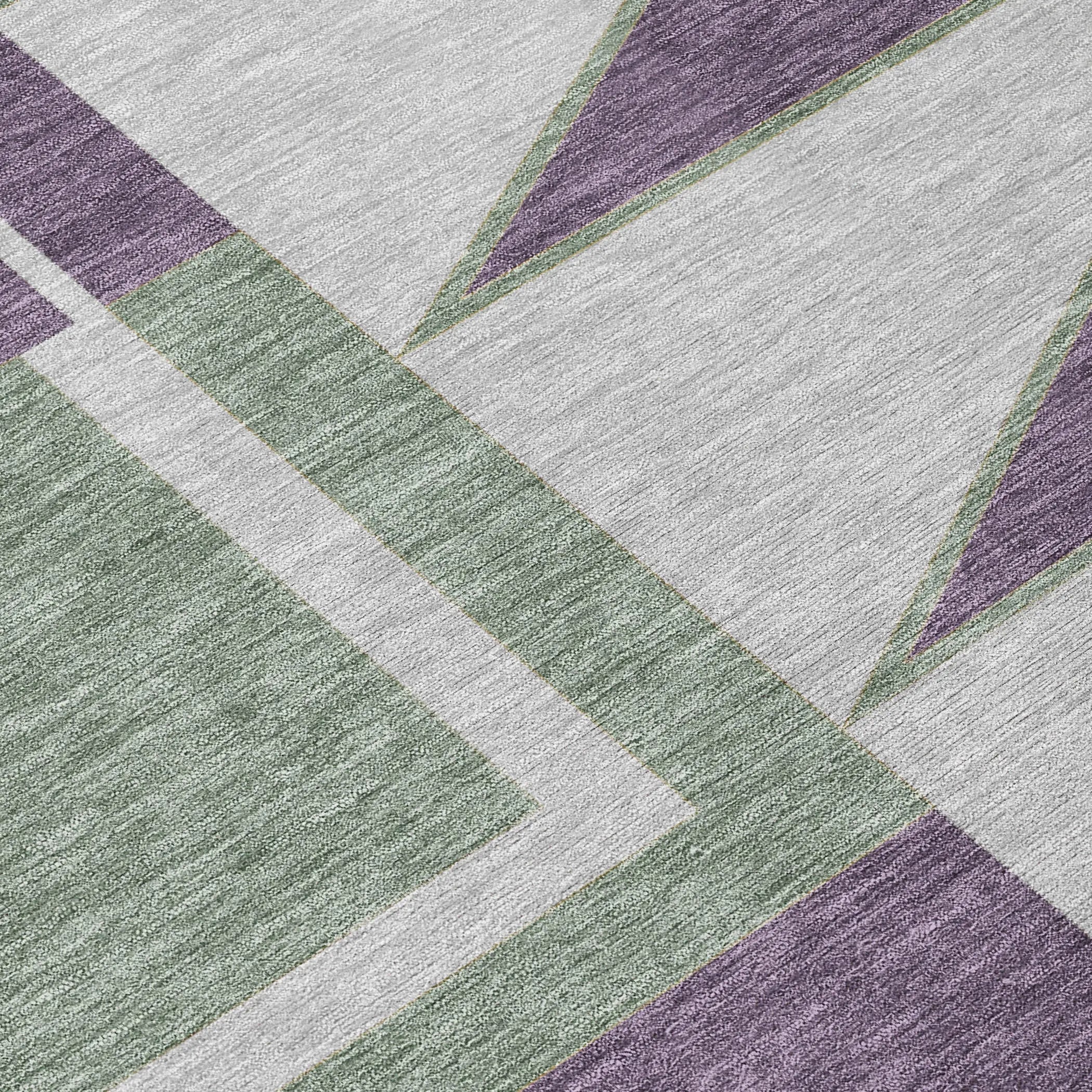 10' X 14' Plum And Silver Geometric Washable Indoor Outdoor Area Rug Homeroots Outdoor