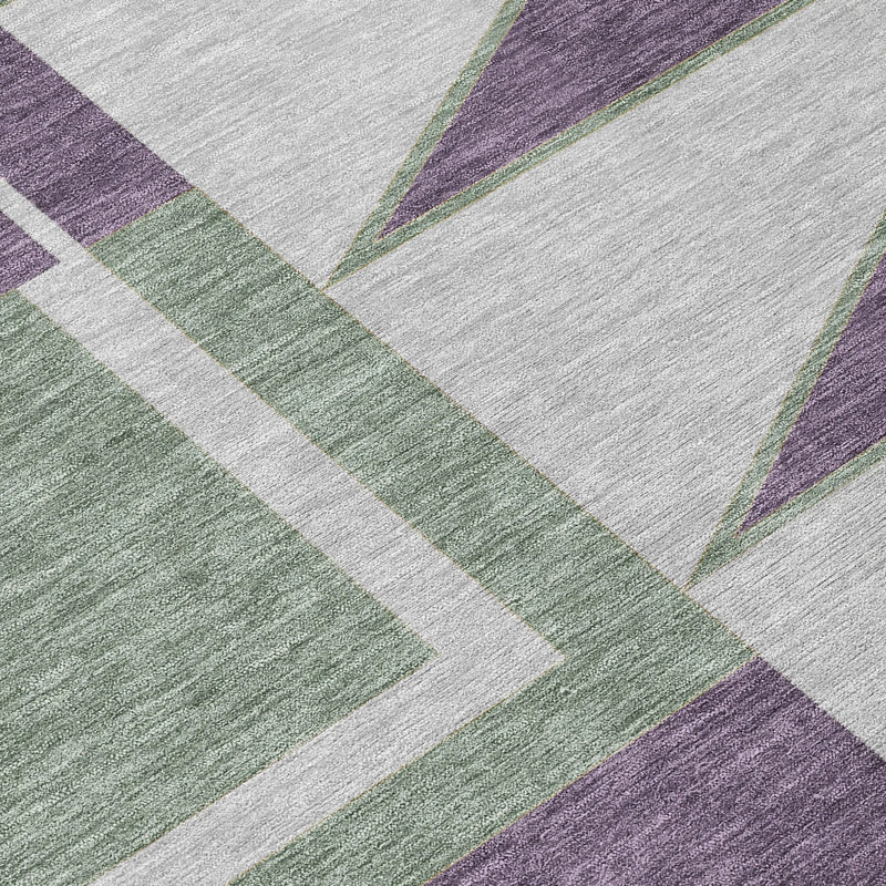 10' X 14' Plum And Silver Geometric Washable Indoor Outdoor Area Rug Homeroots Outdoor