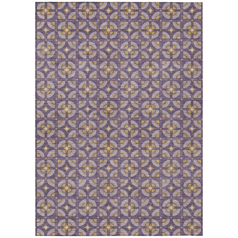 10' X 14' Purple And Gold Geometric Washable Indoor Outdoor Area Rug Homeroots Outdoor