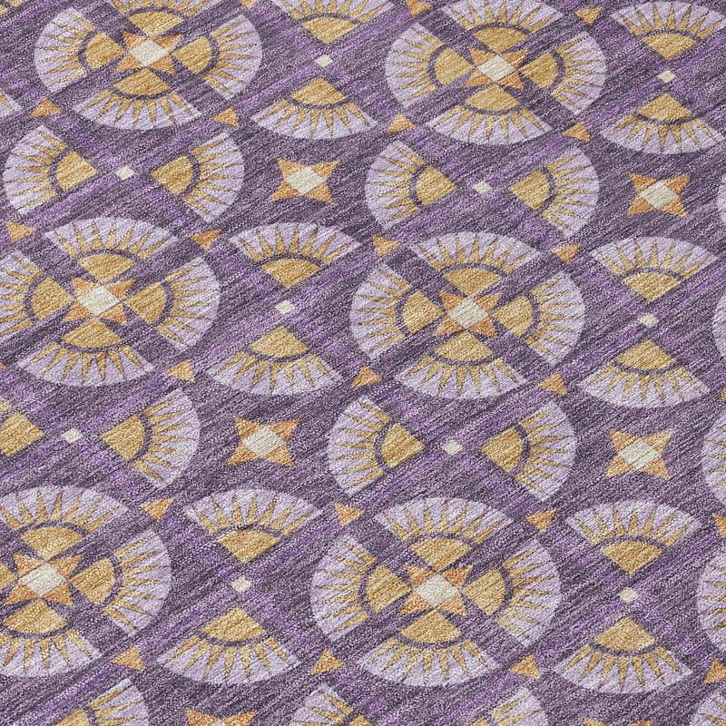 10' X 14' Purple And Gold Geometric Washable Indoor Outdoor Area Rug Homeroots Outdoor