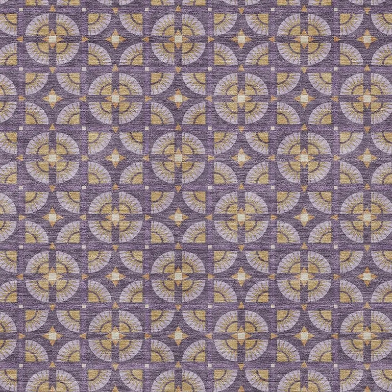 10' X 14' Purple And Gold Geometric Washable Indoor Outdoor Area Rug Homeroots Outdoor