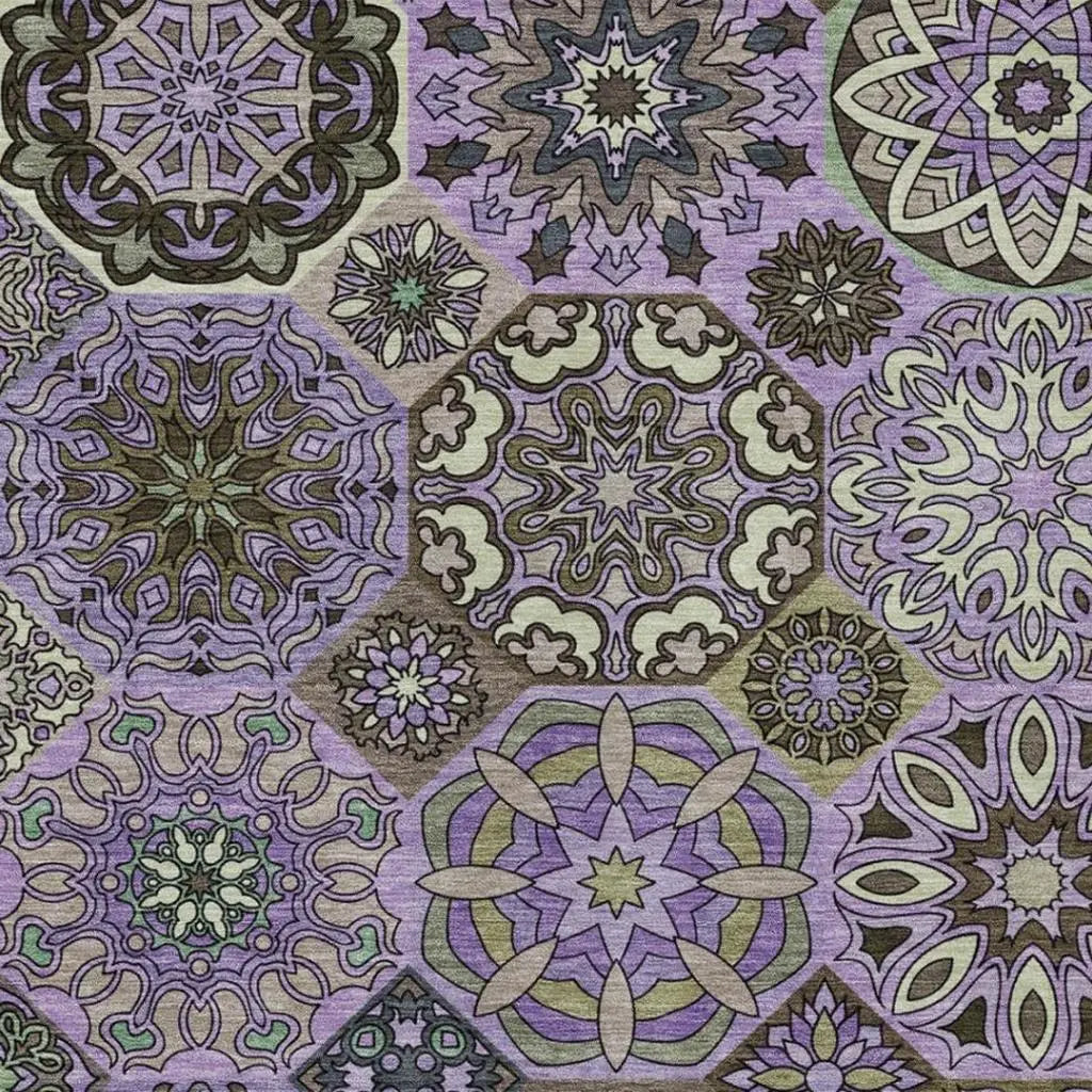 10' X 14' Purple And Graphite Patchwork Washable Indoor Outdoor Area Rug Homeroots Outdoor