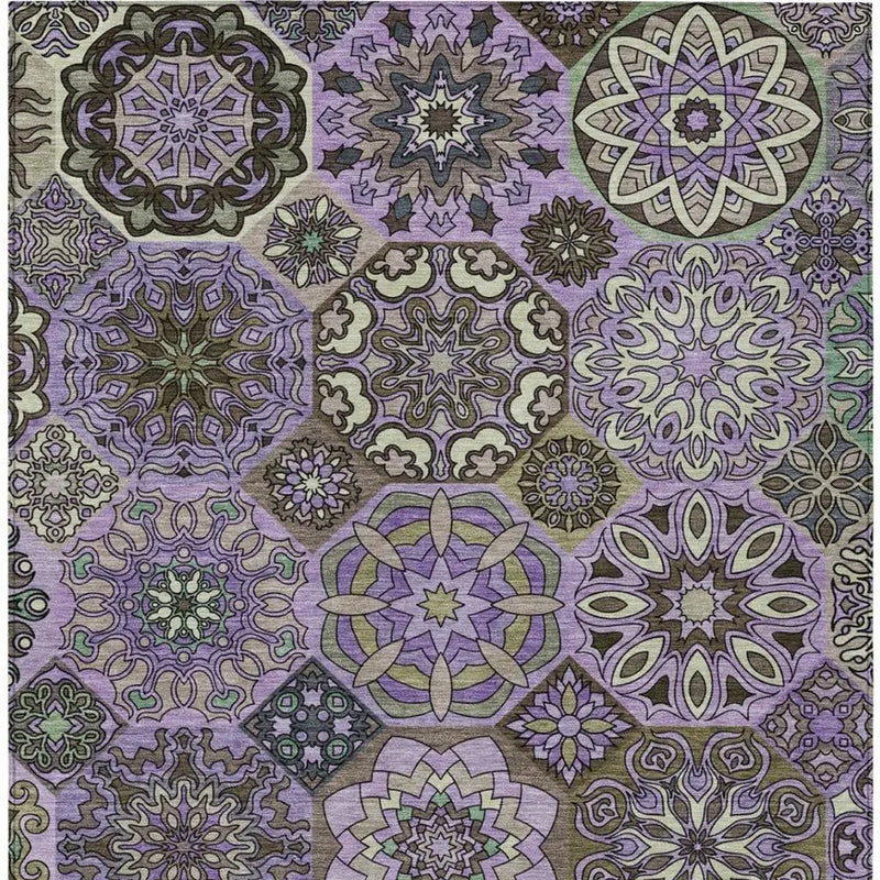 10' X 14' Purple And Graphite Patchwork Washable Indoor Outdoor Area Rug Homeroots Outdoor