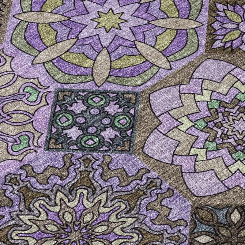 10' X 14' Purple And Graphite Patchwork Washable Indoor Outdoor Area Rug Homeroots Outdoor