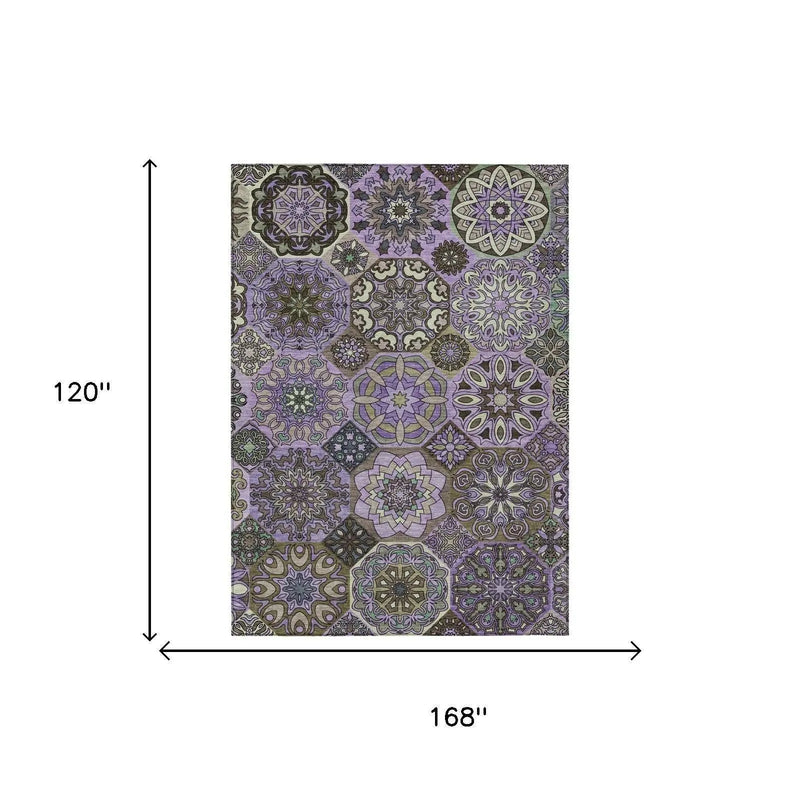 10' X 14' Purple And Graphite Patchwork Washable Indoor Outdoor Area Rug Homeroots Outdoor