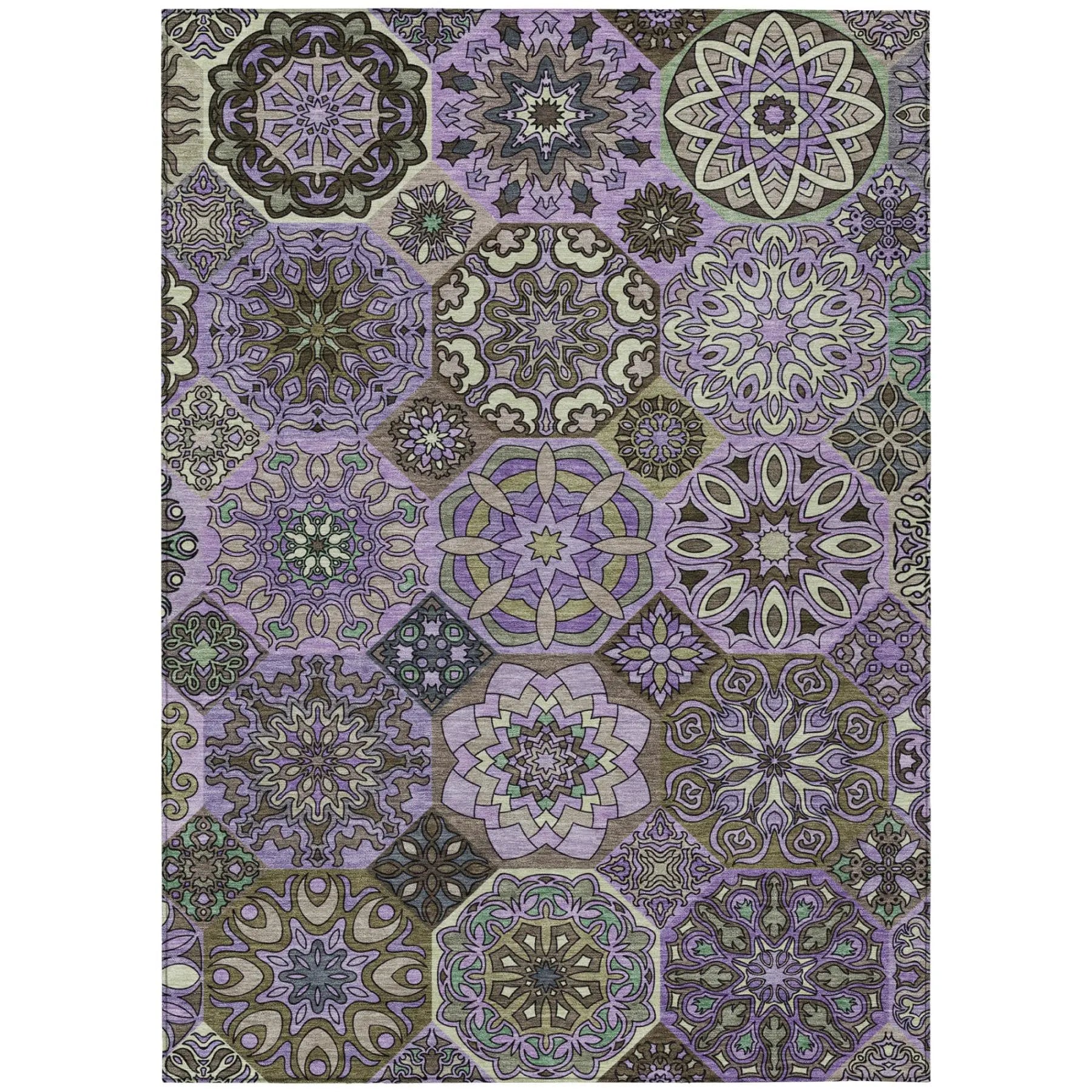 10' X 14' Purple And Graphite Patchwork Washable Indoor Outdoor Area Rug Homeroots Outdoor