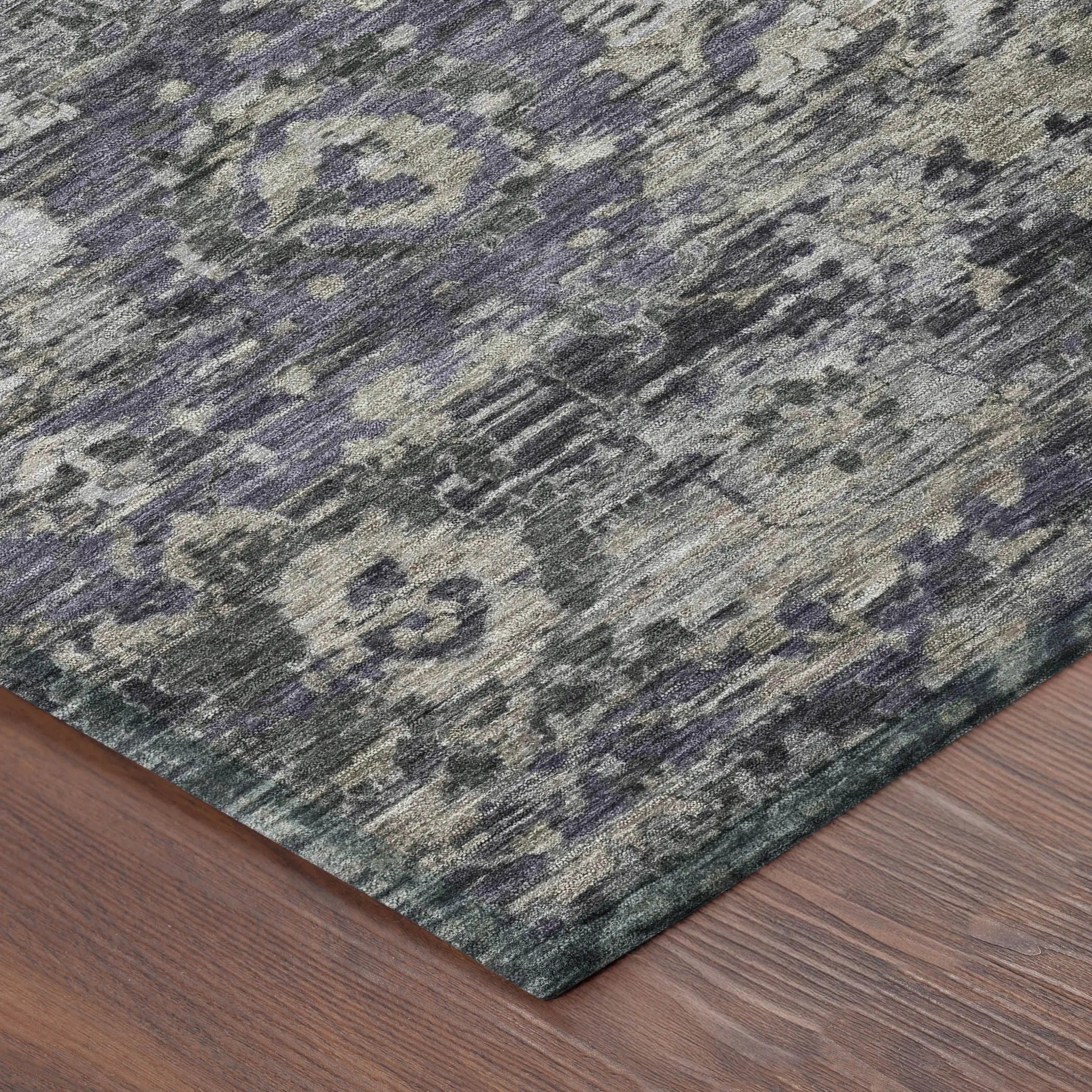 10' X 14' Purple And Gray Floral Washable Indoor Outdoor Area Rug Homeroots Outdoor
