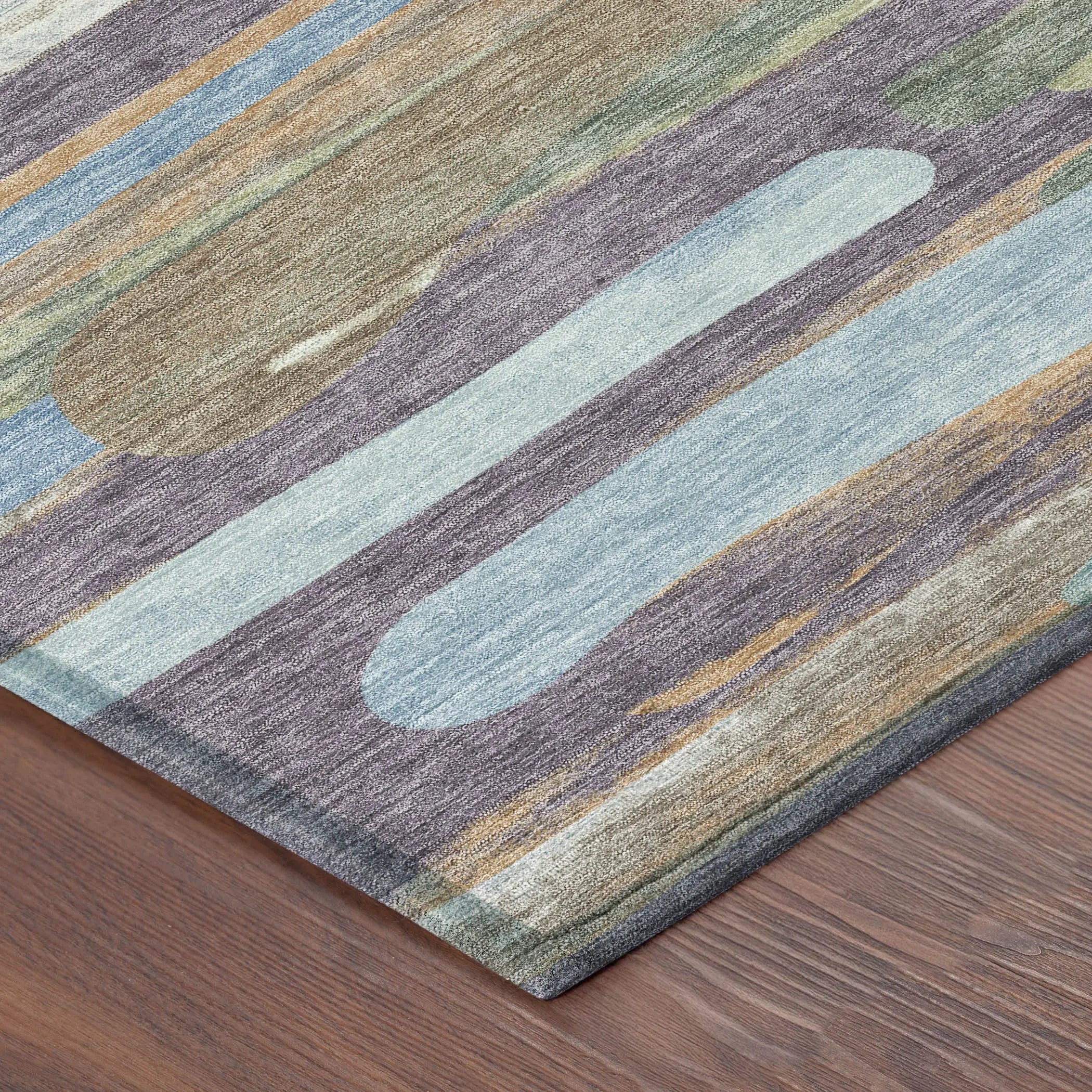 10' X 14' Purple And Green Abstract Washable Indoor Outdoor Area Rug Homeroots Outdoor