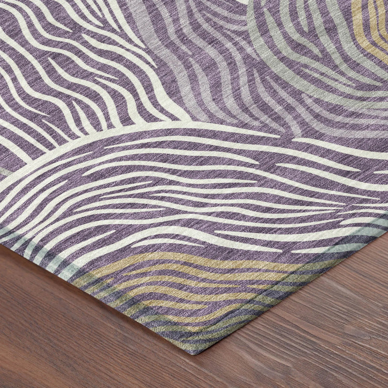 10' X 14' Purple And Ivory Ikat Washable Indoor Outdoor Area Rug Homeroots Outdoor